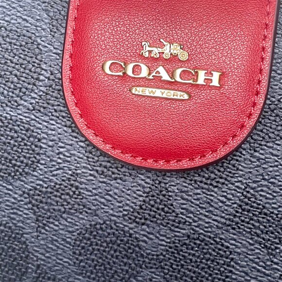 Coach CW780 Phone Tech ID Wallet Wristlet Blue Red Signature Canvas Clutch Bag - Picture 8 of 8
